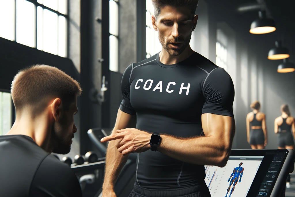 Coach discussing biomechanic results with client