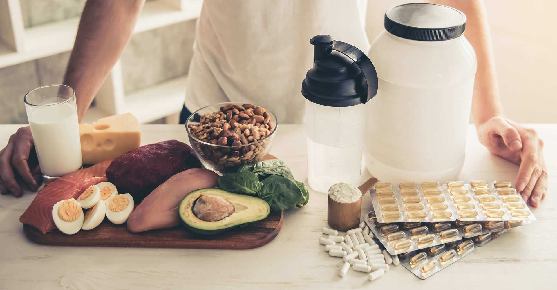 Healthy food plus vitamins